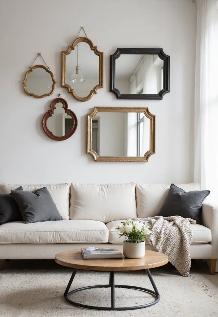 20 Stunning Wall Art Ideas That Will Transform Your Living Room (You Won't Believe #15!) - 8. Mirrors as Art