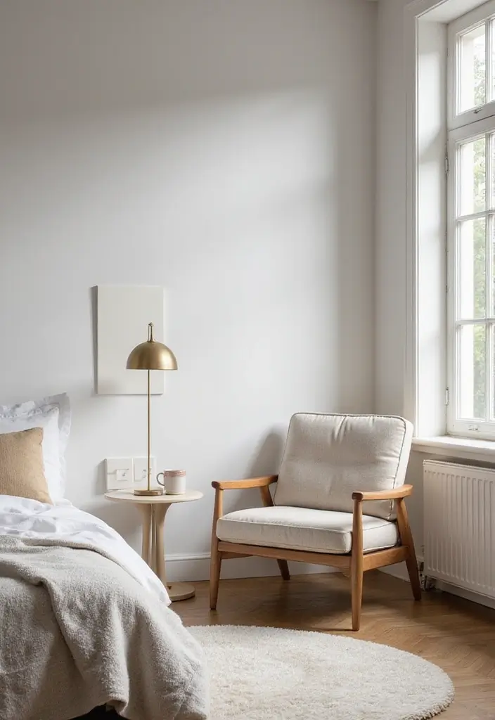 21 Minimalist Bedroom Ideas to Create Your Own Zen Sanctuary (You'll Want to Stay Forever!) - 16. A Cozy Corner
