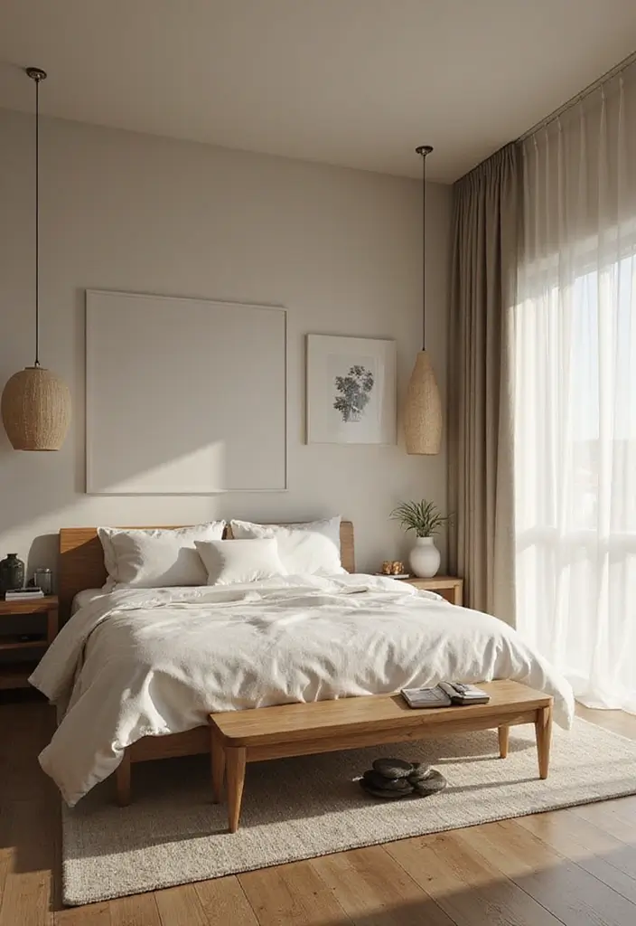 21 Minimalist Bedroom Ideas to Create Your Own Zen Sanctuary (You'll Want to Stay Forever!) - 17. Zen-Inspired Decor