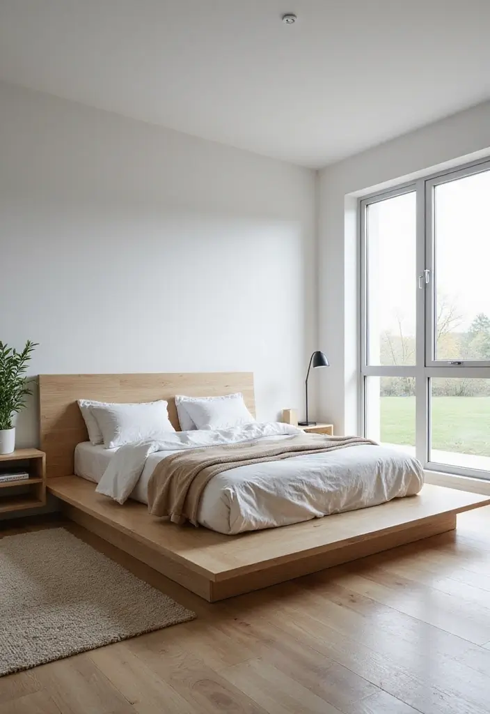 21 Minimalist Bedroom Ideas to Create Your Own Zen Sanctuary (You'll Want to Stay Forever!) - 2. Simple Bed Frame