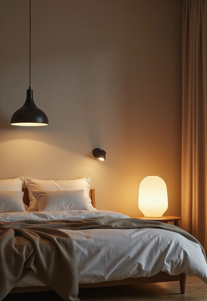 21 Minimalist Bedroom Ideas to Create Your Own Zen Sanctuary (You'll Want to Stay Forever!) - 8. Minimal Lighting Fixtures