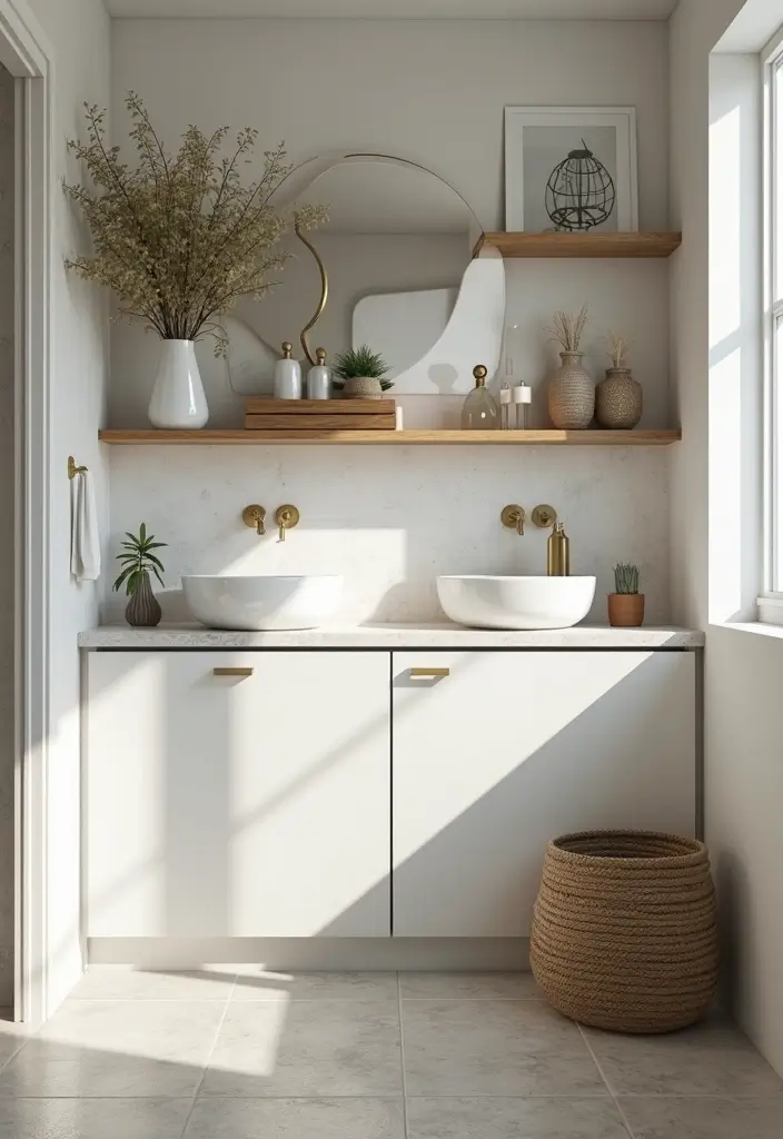 21 Stunning Modern Bathroom Designs That Will Leave You in Awe (Don't Miss #7!) - 14. Open Shelving for Style