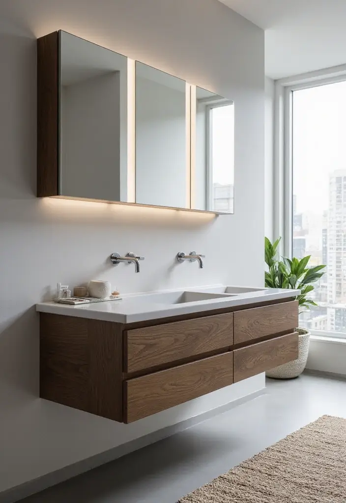 21 Stunning Modern Bathroom Designs That Will Leave You in Awe (Don't Miss #7!) - 9. Floating Vanities