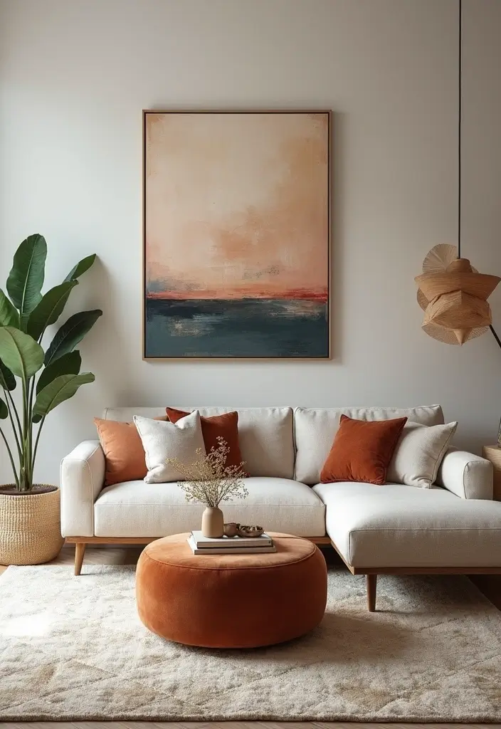 25 Living Room Ideas That Will Make You Want to Curl Up with a Book (#17 Is Pure Magic!) - 9. Statement Art Pieces