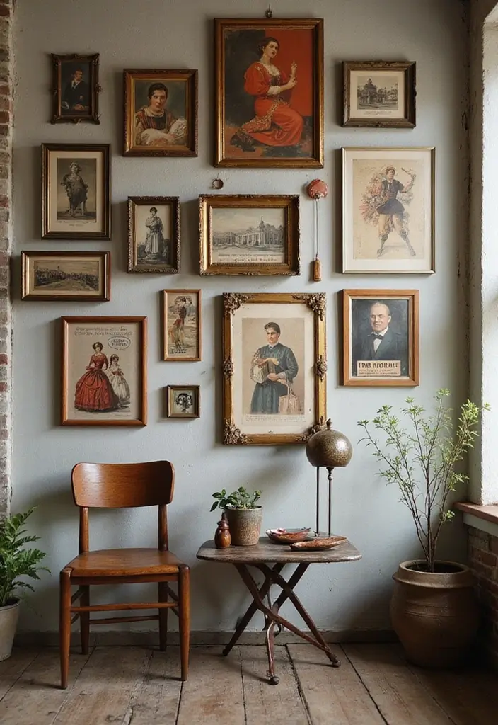 25 Stunning Gallery Wall Ideas That'll Transform Your Space (You Won't Believe #14!) - 13. Vintage Charm