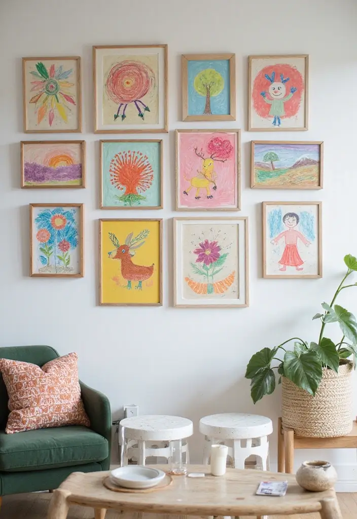 25 Stunning Gallery Wall Ideas That'll Transform Your Space (You Won't Believe #14!) - 18. Kids' Art Display