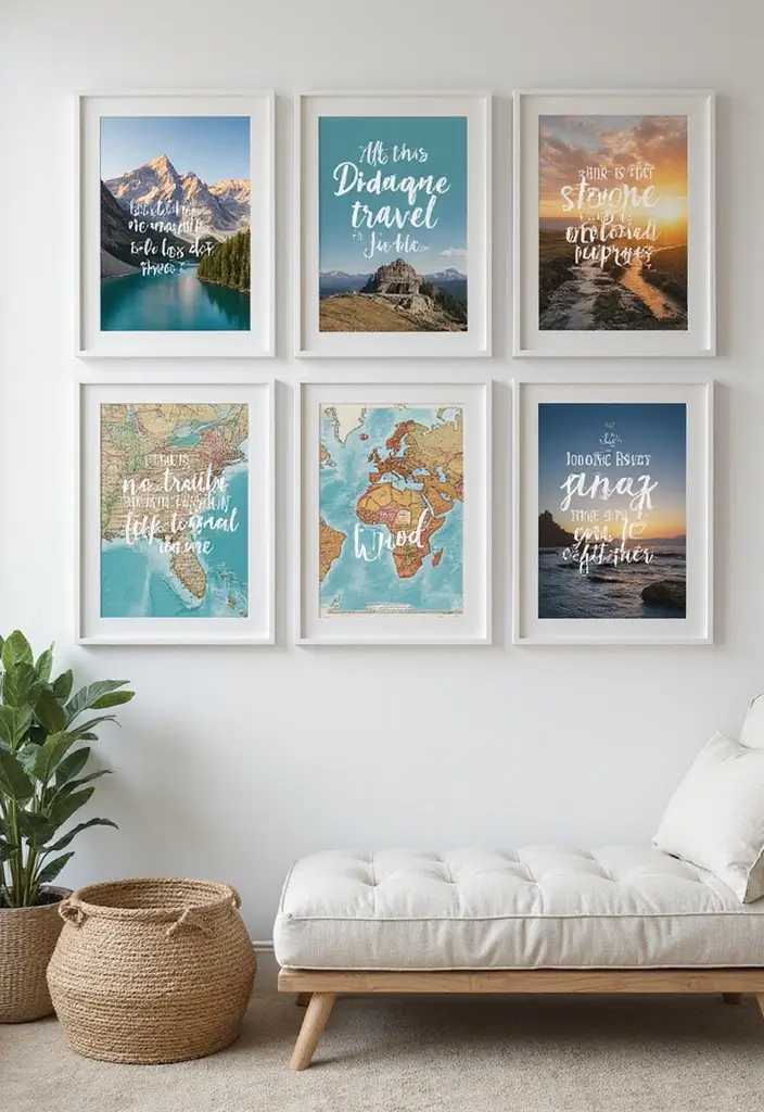 25 Stunning Gallery Wall Ideas That'll Transform Your Space (You Won't Believe #14!) - 23. Inspirational Travel Quotes