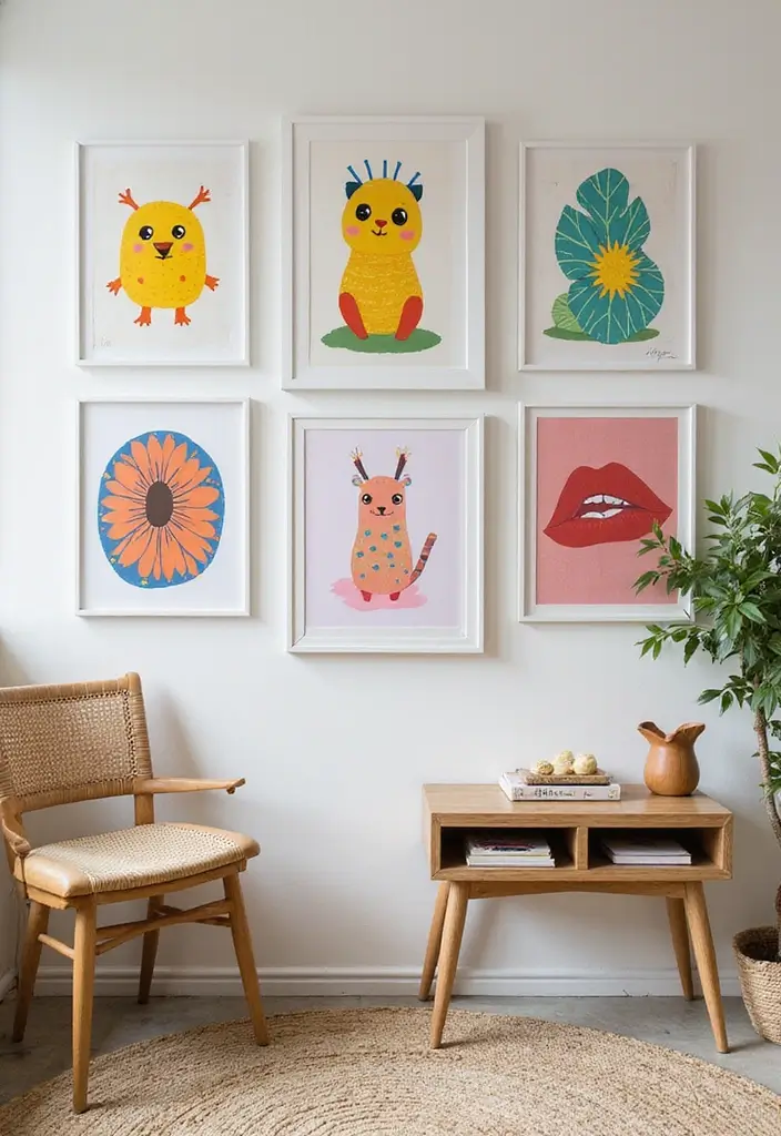 25 Stunning Gallery Wall Ideas That'll Transform Your Space (You Won't Believe #14!) - 25. Whimsical Art