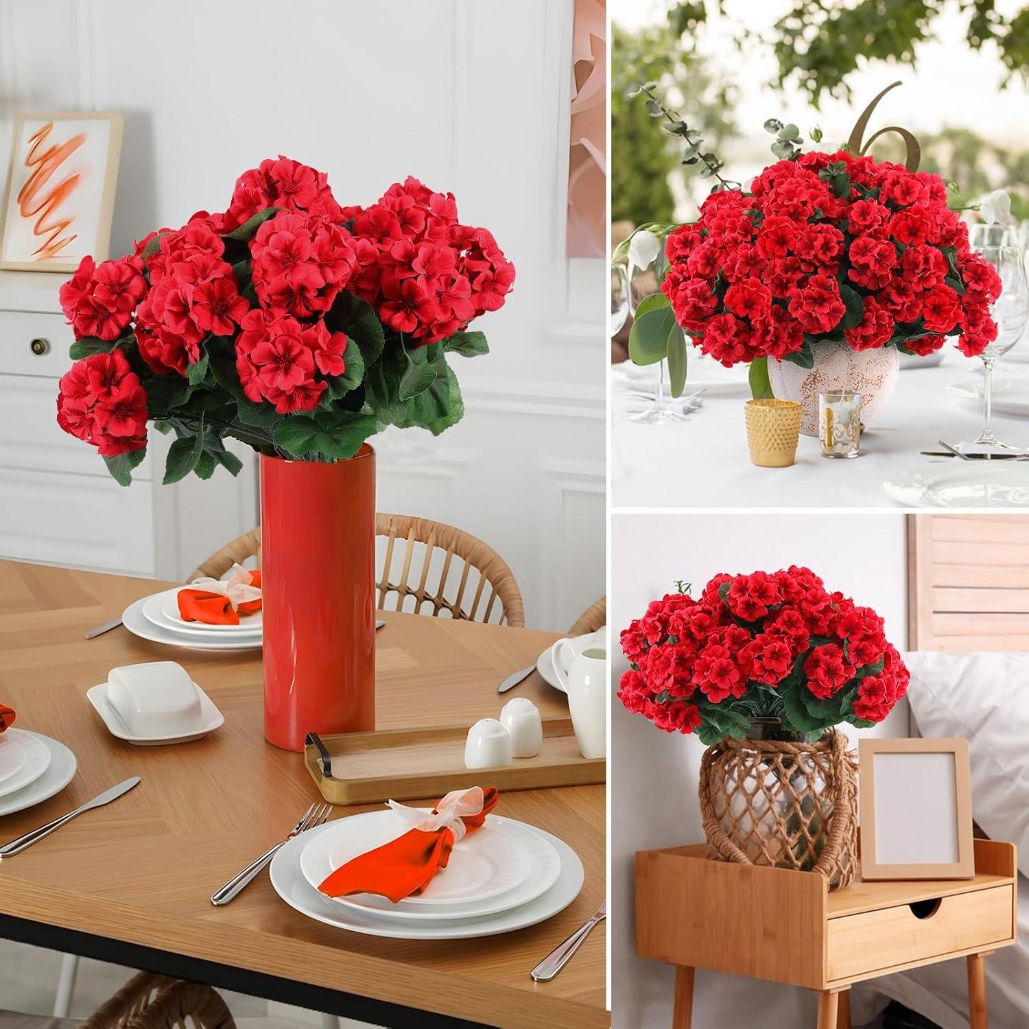 Our Review of Hananona 24-Pc Red Geraniums for Durable Outdoor Decor