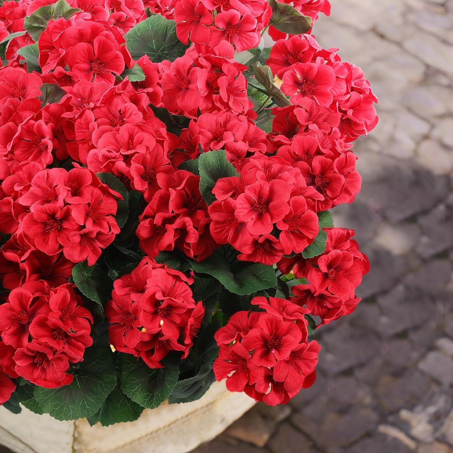 Our Review of Hananona 24-Pc Red Geraniums for Durable Outdoor Decor