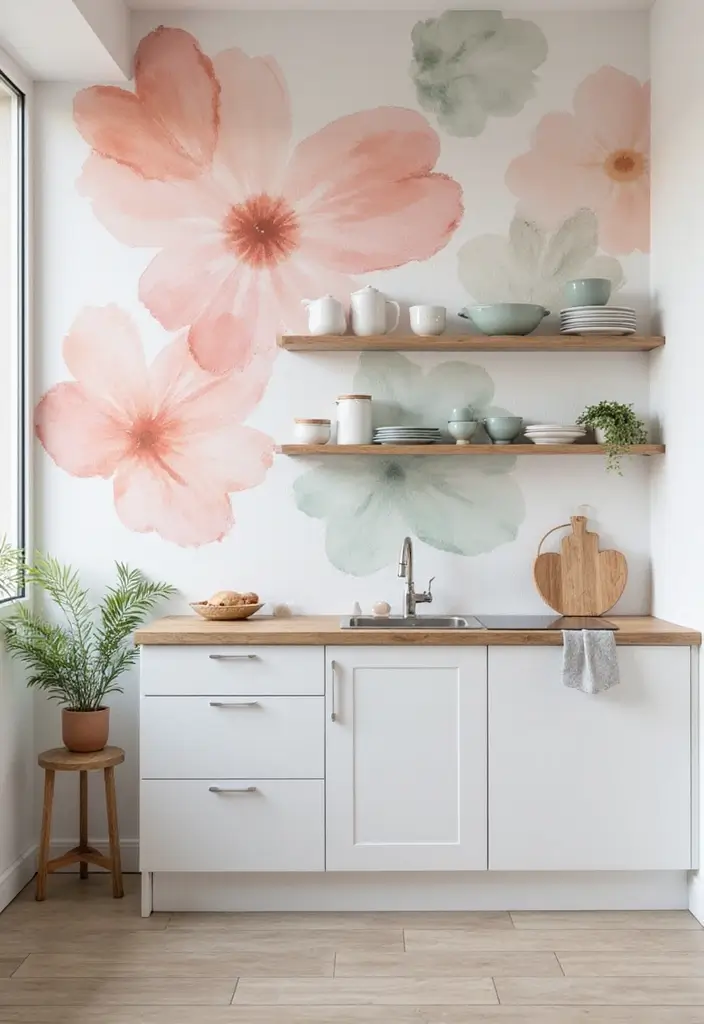 21 Stunning Kitchen Wallpaper Ideas That'll Transform Your Space (Wait Until You See #10!) - 13. Watercolor Effects: Artistically Inspired