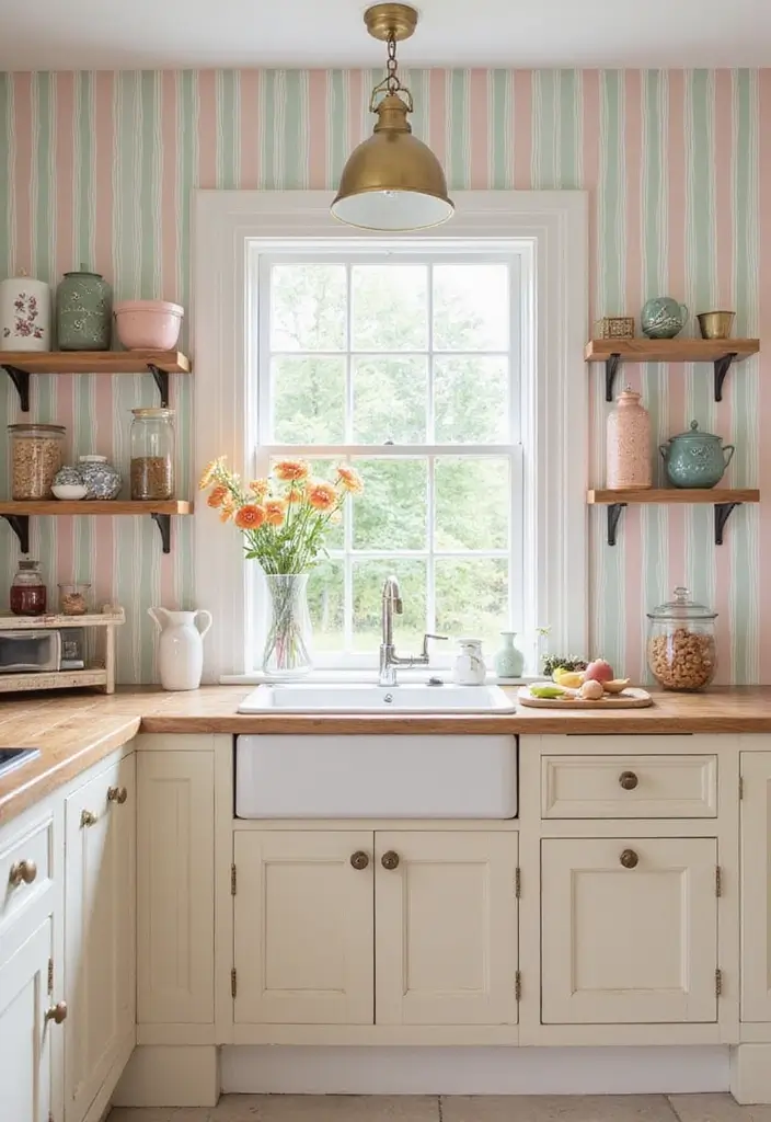 21 Stunning Kitchen Wallpaper Ideas That'll Transform Your Space (Wait Until You See #10!) - 3. Classic Stripes: Timeless Appeal