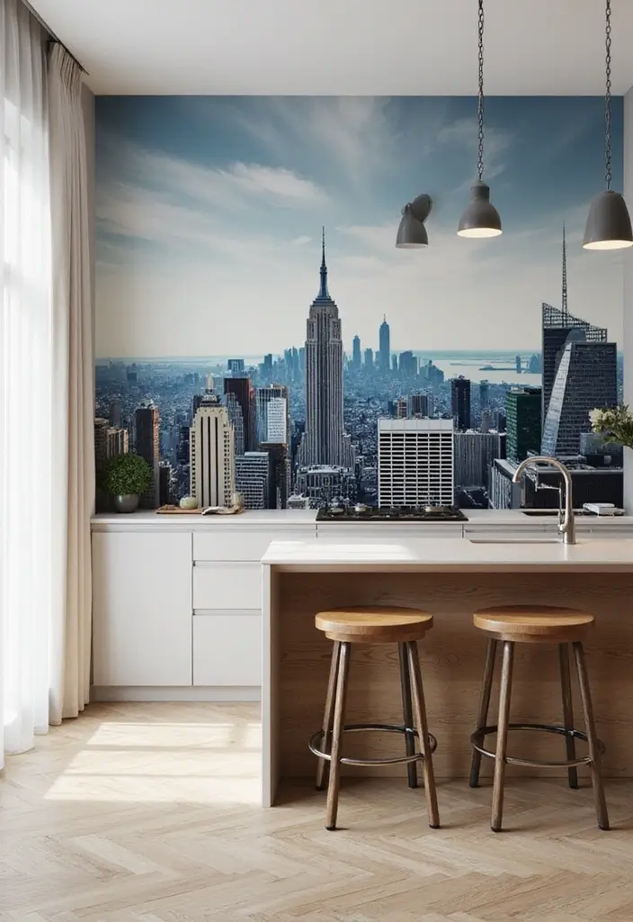 21 Stunning Kitchen Wallpaper Ideas That'll Transform Your Space (Wait Until You See #10!) - 5. Bold Mural: Create a Focal Point