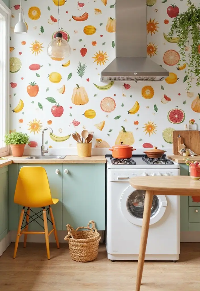 21 Stunning Kitchen Wallpaper Ideas That'll Transform Your Space (Wait Until You See #10!) - 7. Playful Patterns: Fun and Whimsy