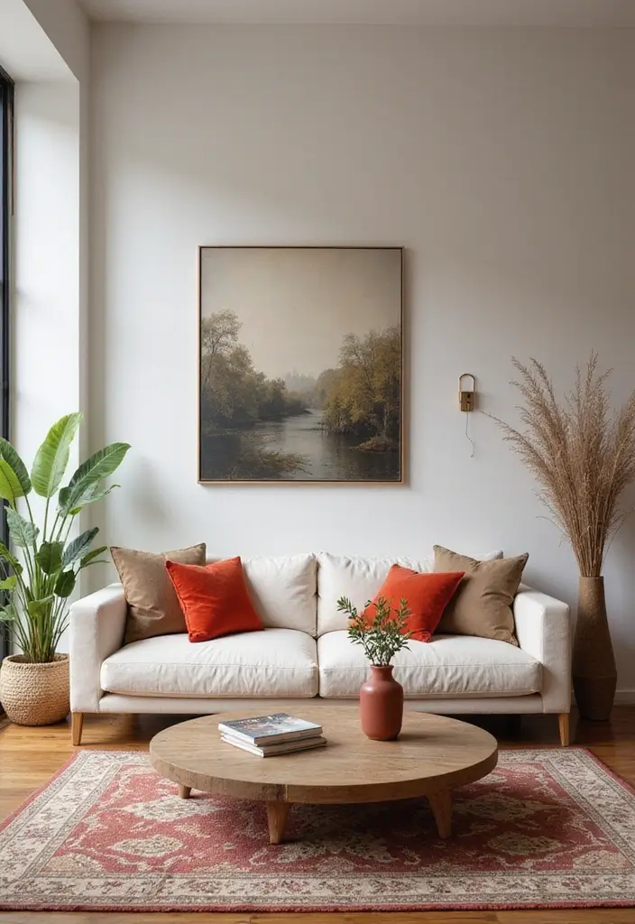 25 Mediterranean Living Room Decor Ideas That'll Make You Feel Like You're on Vacation! - 14. Neutral Base with Bold Accents