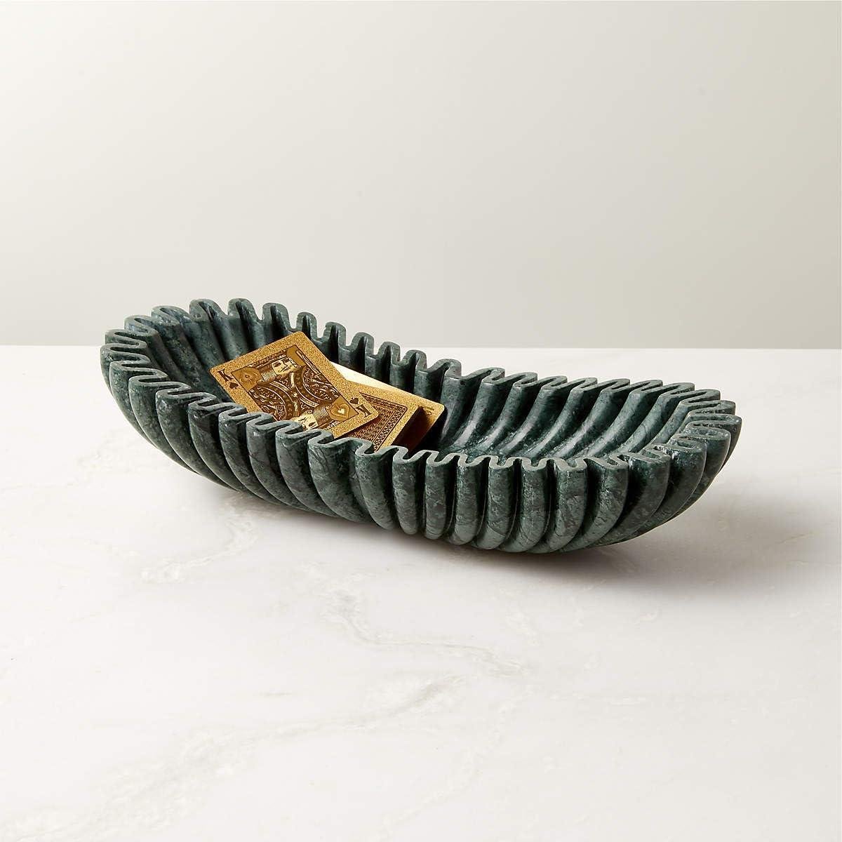 Our Review: Handmade Green Marble Oval Fluted Bowl for Centerpieces