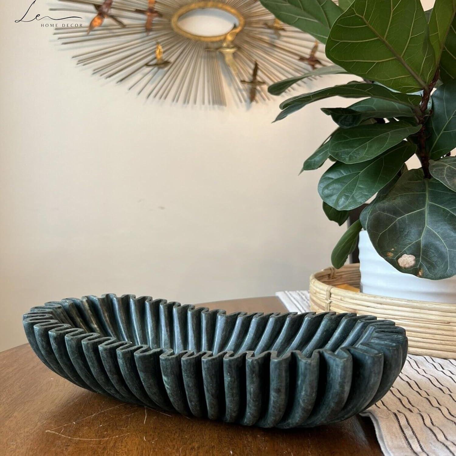 Our Review: Handmade Green Marble Oval Fluted Bowl for Centerpieces