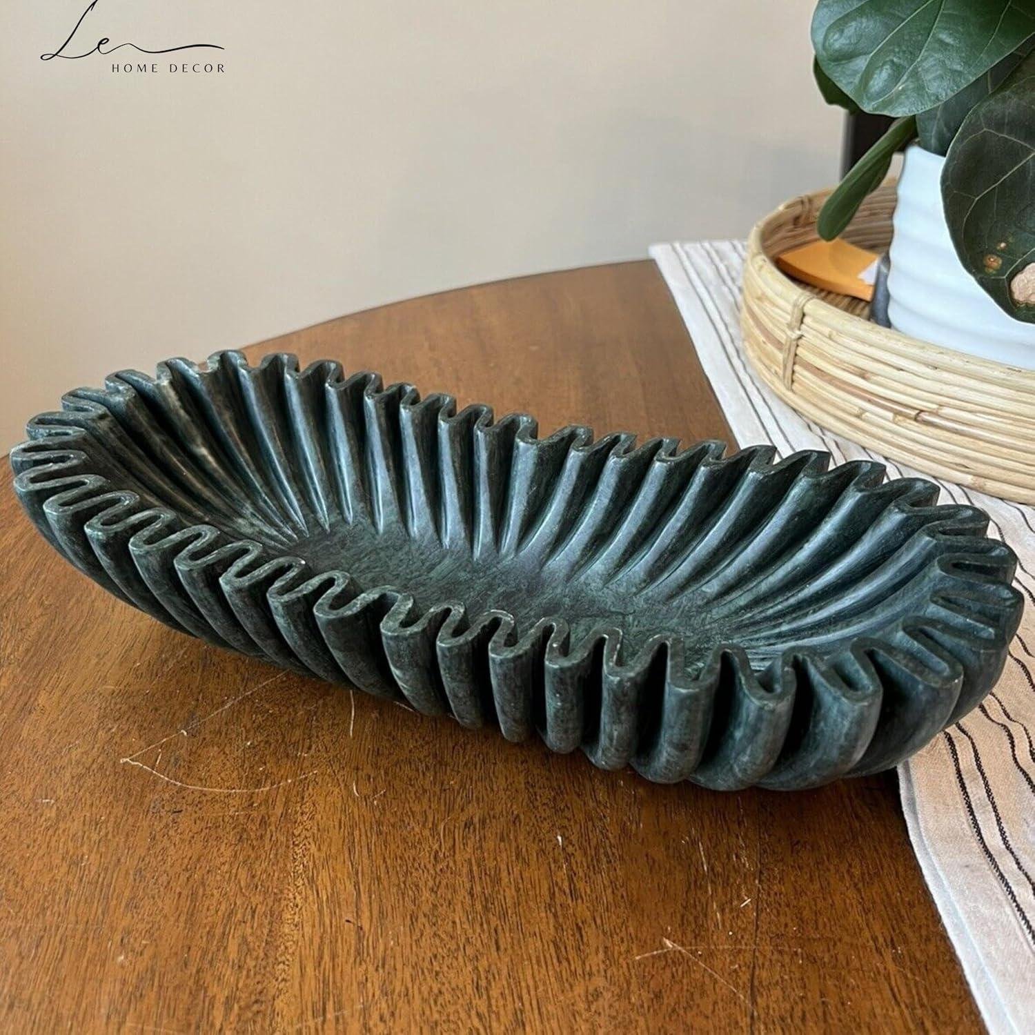 Our Review: Handmade Green Marble Oval Fluted Bowl for Centerpieces