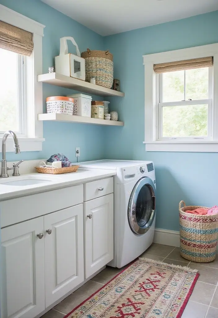 14 Stylish Laundry Room Decor Ideas That Make Doing Laundry Feel Like a Spa Day (Check Out #6!) - 1. Soothing Color Palettes