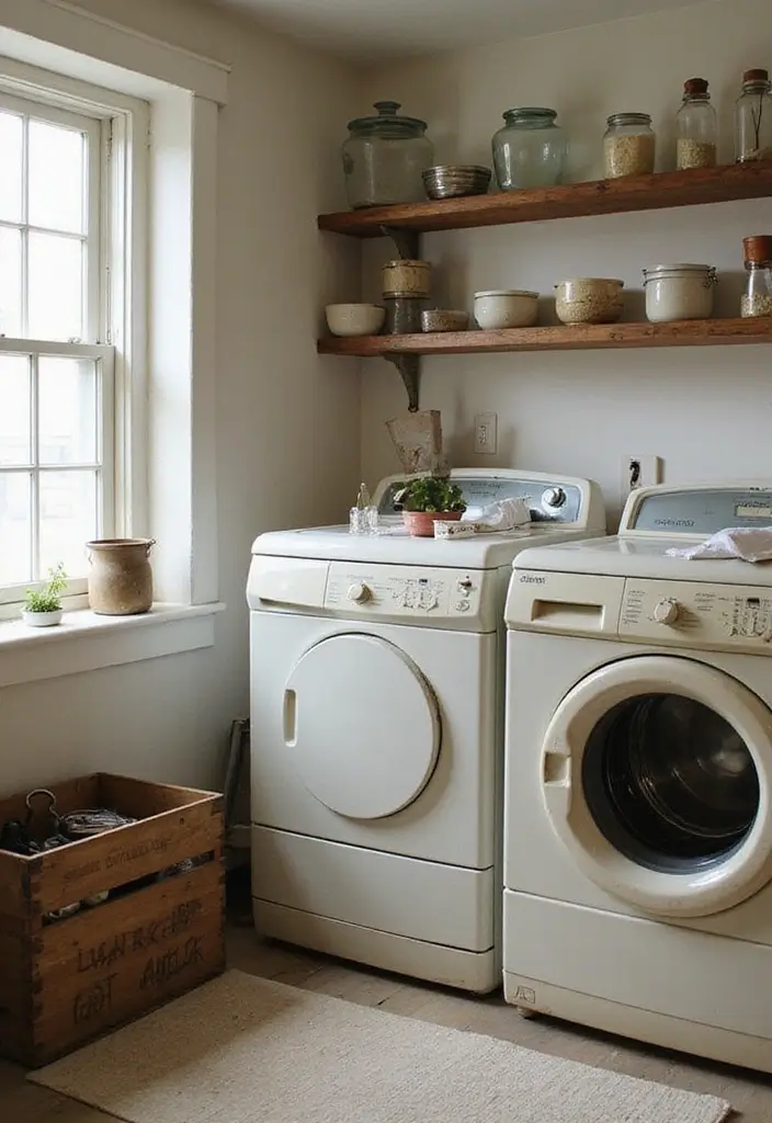 14 Stylish Laundry Room Decor Ideas That Make Doing Laundry Feel Like a Spa Day (Check Out #6!) - 2. Vintage Charm
