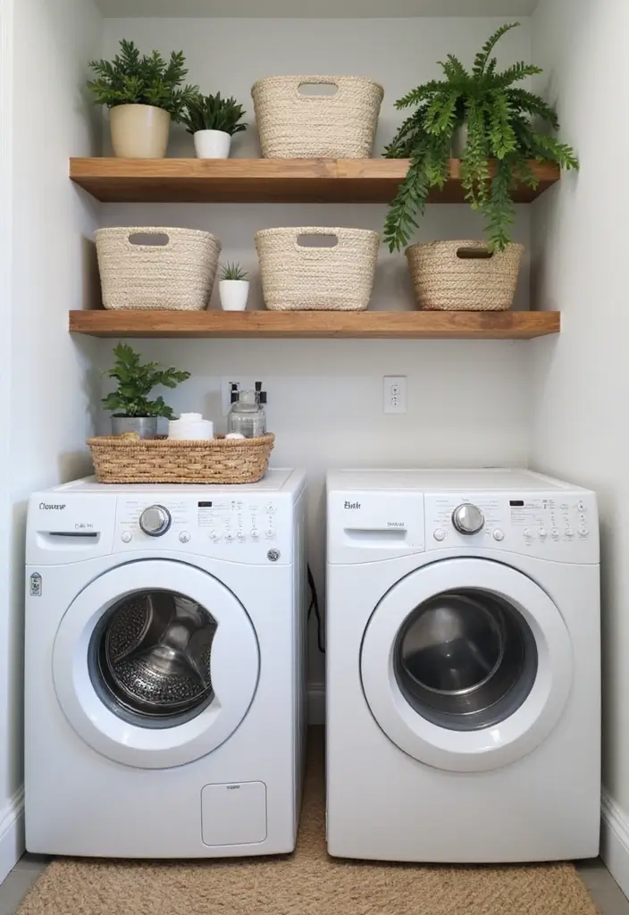 14 Stylish Laundry Room Decor Ideas That Make Doing Laundry Feel Like a Spa Day (Check Out #6!) - 3. Functional Shelving