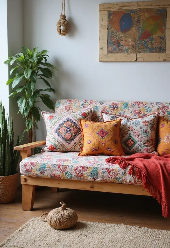 15 Futon Sofa Bed Designs That Will Transform Your Living Space (You Won't Believe #7!) - 3. The Boho Beauty
