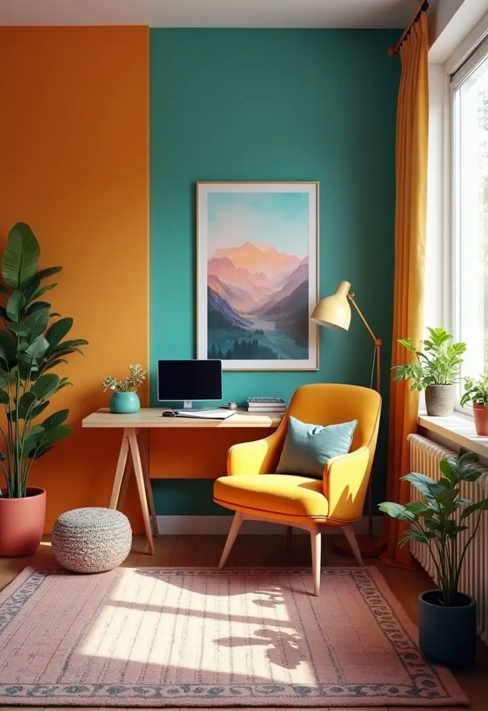 15 Home Office Retreats That'll Skyrocket Your Productivity (and Look Amazing!) - 5. Bold Color Statement