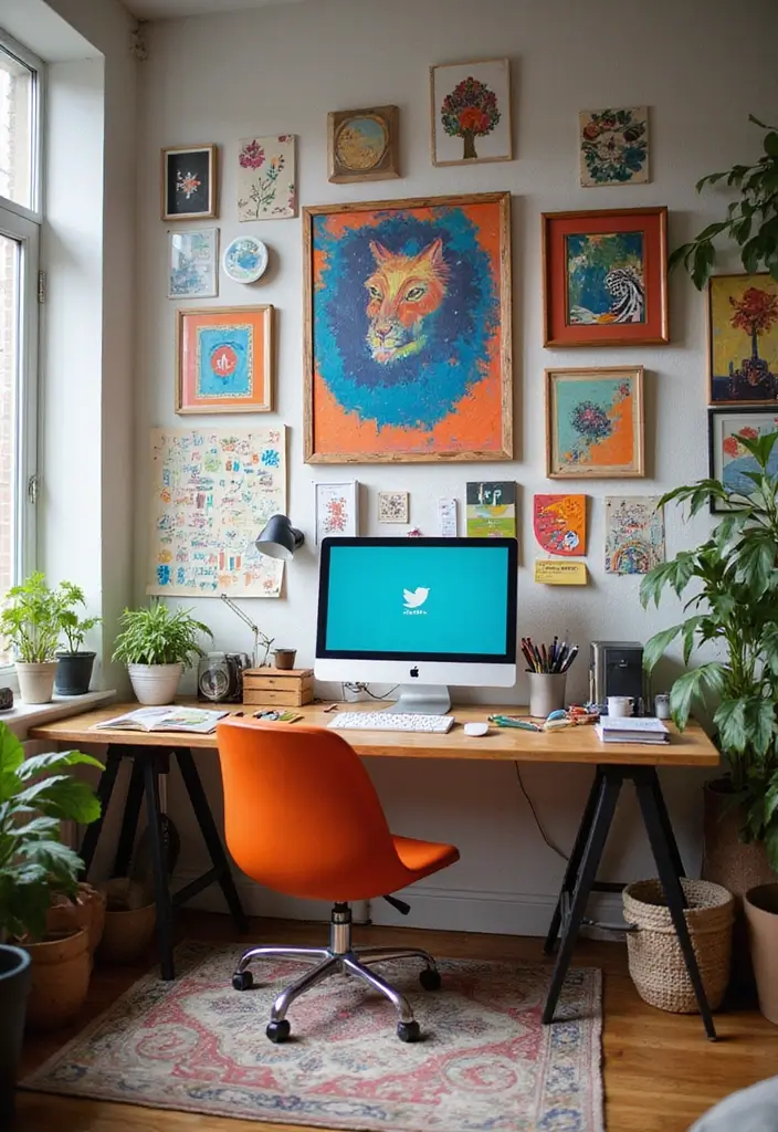15 Home Office Retreats That'll Skyrocket Your Productivity (and Look Amazing!) - 7. Artistic Vibes
