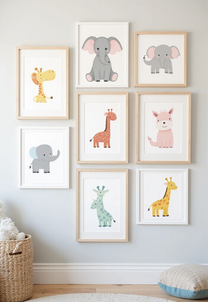 18 Cute Baby Room Wall Art Ideas That Will Transform Any Nursery Into a Dreamland! - 1. Whimsical Animal Prints