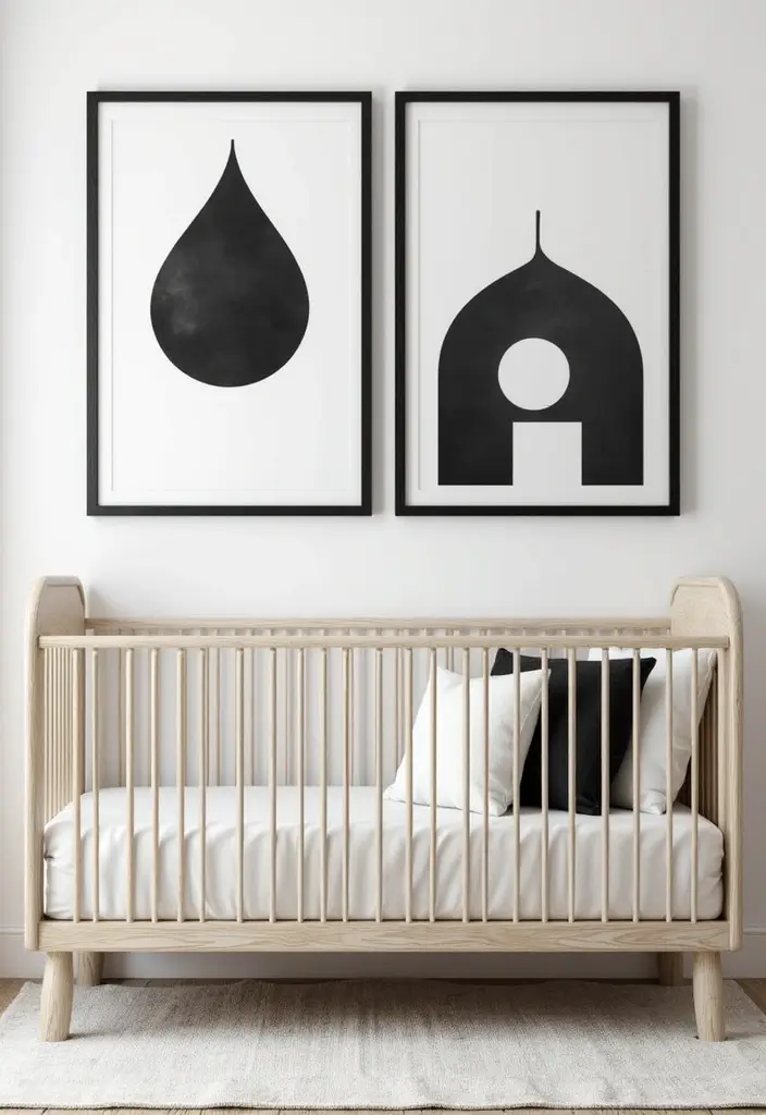 18 Cute Baby Room Wall Art Ideas That Will Transform Any Nursery Into a Dreamland! - 14. Classic Black and White Art