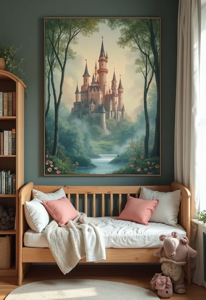 18 Cute Baby Room Wall Art Ideas That Will Transform Any Nursery Into a Dreamland! - 9. Fantasy Fairytale Scenes