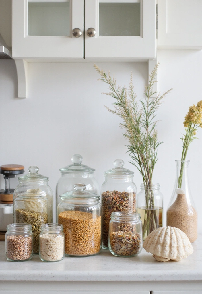 20 Must-Try Coastal Kitchen Decor Tips for a Sea-Wide Style - 11. Use Glass Accents