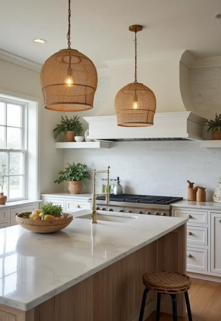 20 Must-Try Coastal Kitchen Decor Tips for a Sea-Wide Style - 13. Choose Statement Lighting