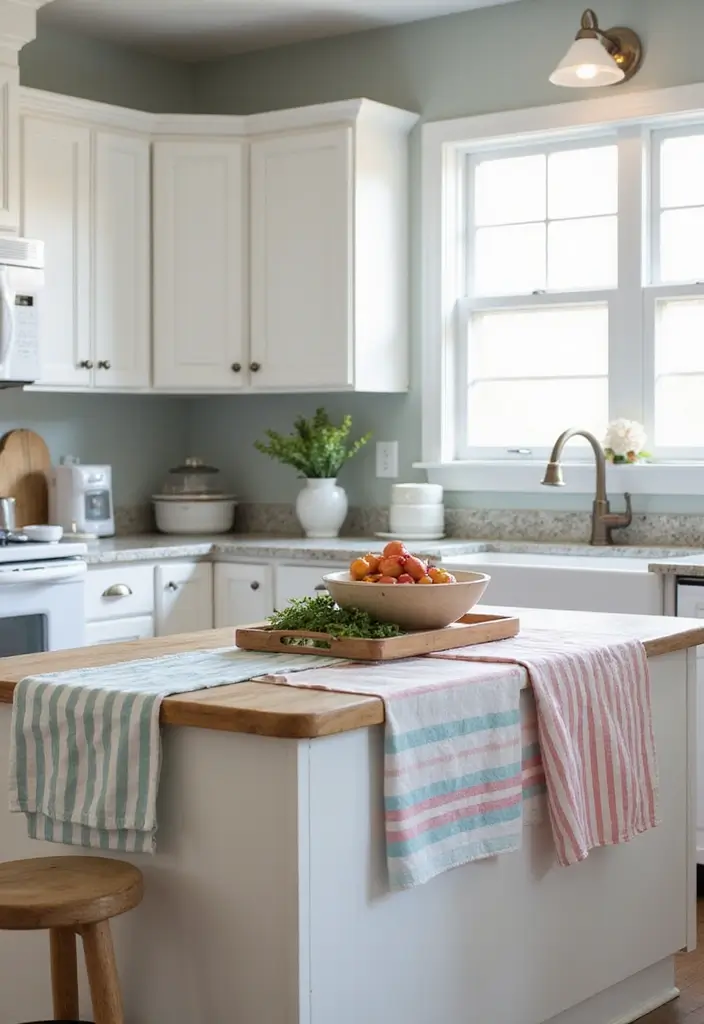 20 Must-Try Coastal Kitchen Decor Tips for a Sea-Wide Style - 7. Use Coastal Textiles