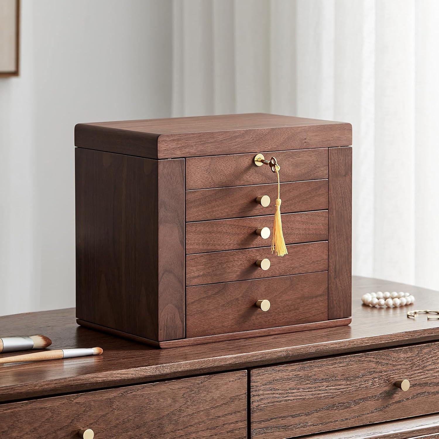 Our Honest Take on the Black Walnut 5-Layer Jewelry Box Organizer