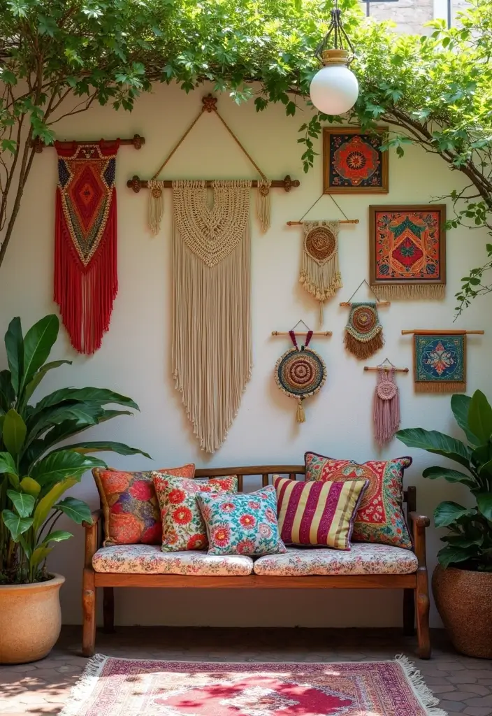 21 Bohemian Patio Decor Ideas That Will Make You Feel Like You're on a Permanent Vacation! (Don't Miss #14!) - 10. Bohemian Wall Art
