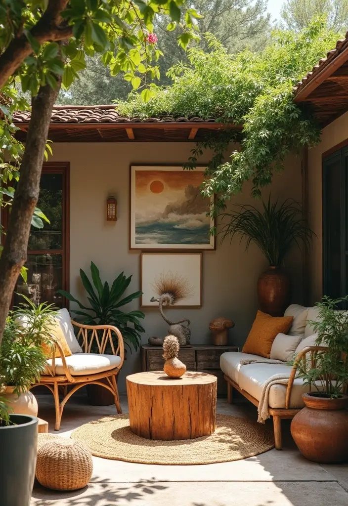 21 Bohemian Patio Decor Ideas That Will Make You Feel Like You're on a Permanent Vacation! (Don't Miss #14!) - 14. Nature-Inspired Art