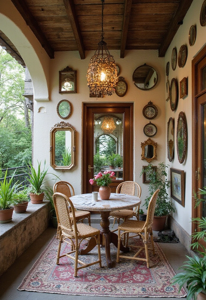 21 Bohemian Patio Decor Ideas That Will Make You Feel Like You're on a Permanent Vacation! (Don't Miss #14!) - 15. Vintage Mirrors
