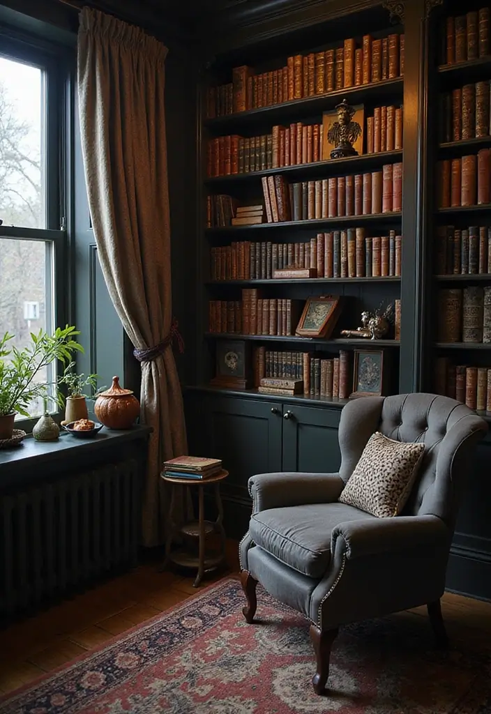 25 Haunted House Ideas That'll Make Your Home Look Like a Spooky Mansion (You Won't Believe #12!) - 12. Haunted Library Nook