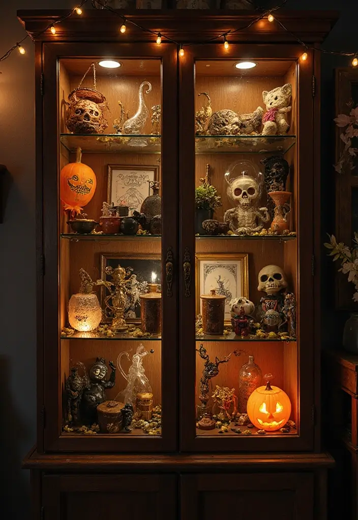 25 Haunted House Ideas That'll Make Your Home Look Like a Spooky Mansion (You Won't Believe #12!) - 16. Halloween-Themed Showcases