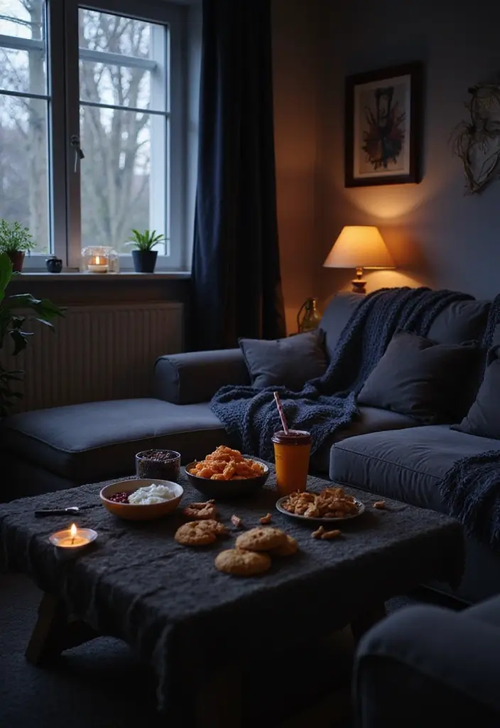 25 Haunted House Ideas That'll Make Your Home Look Like a Spooky Mansion (You Won't Believe #12!) - 24. Scary Movie Night Setup