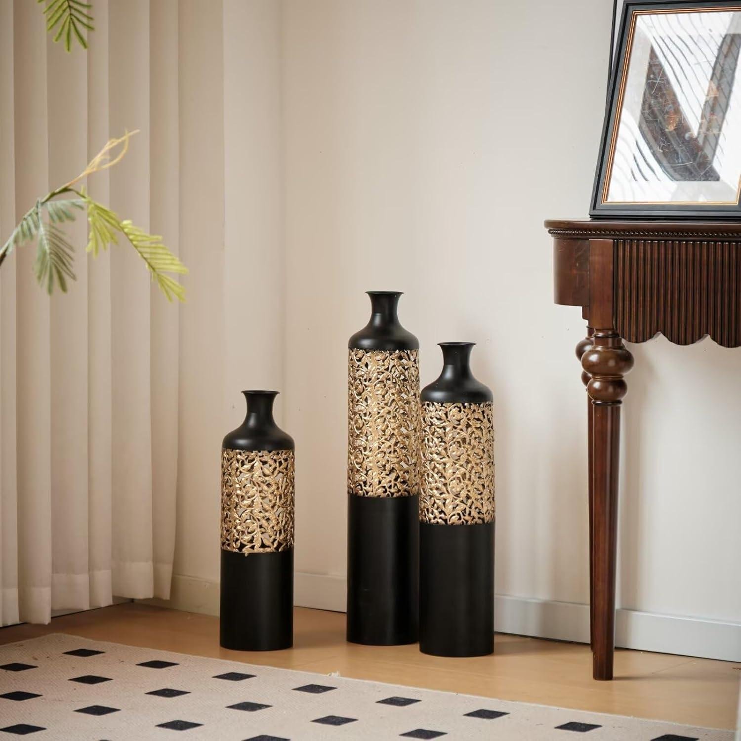 Our Review: Stylish and Sturdy Black Gold Tall Metal Floor Vases