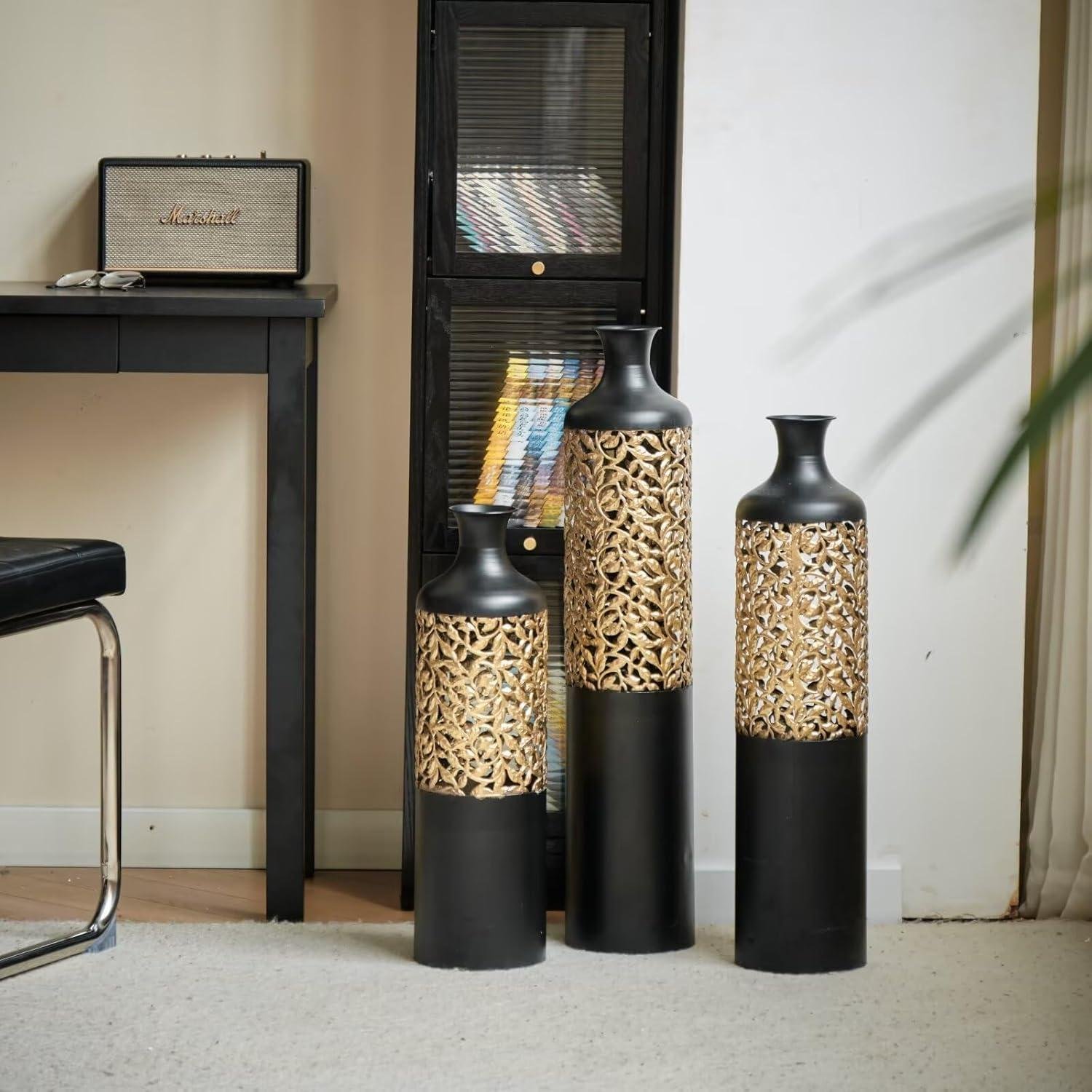 Our Review: Stylish and Sturdy Black Gold Tall Metal Floor Vases