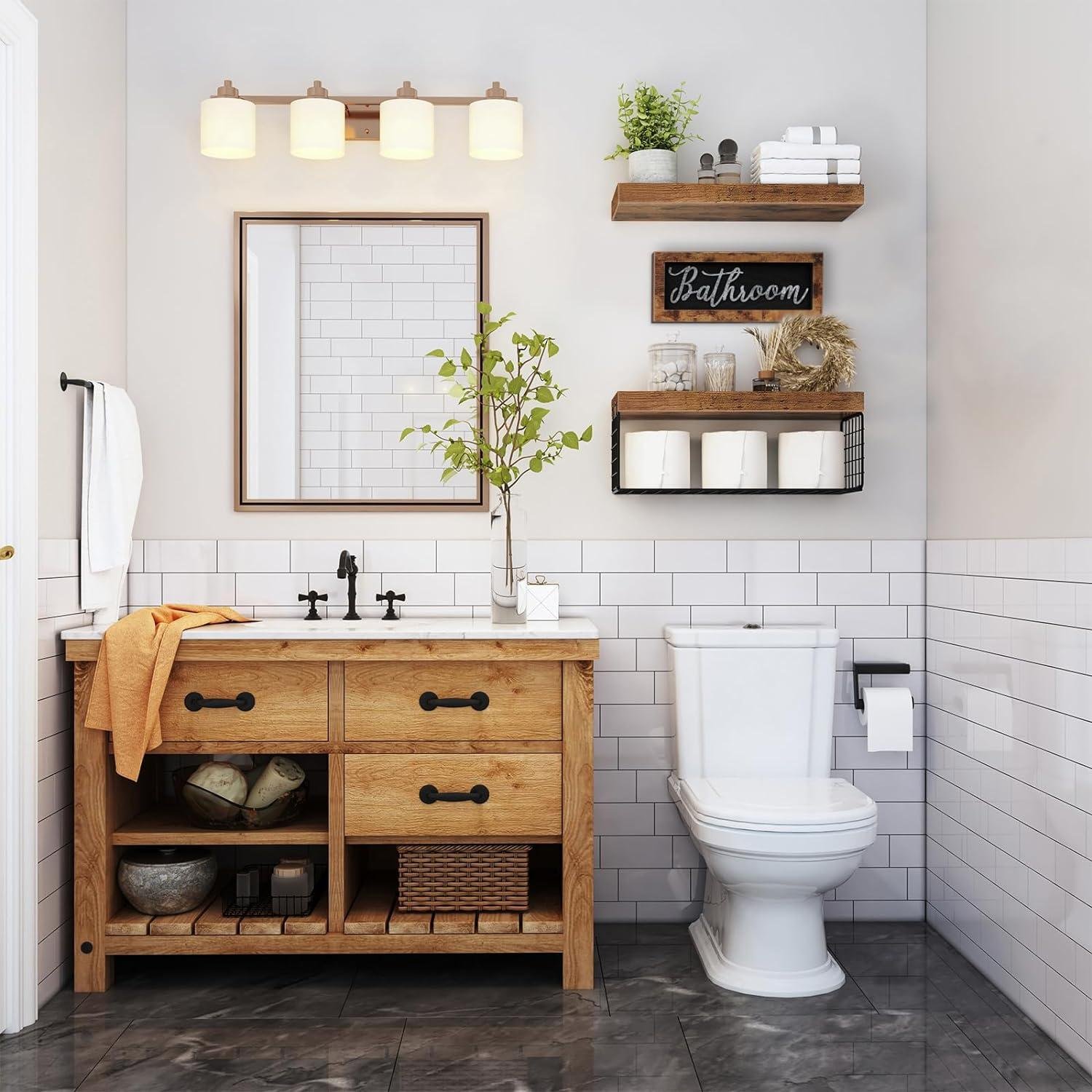 We Review: QEEIG's Rustic Farmhouse Bathroom Shelf Set