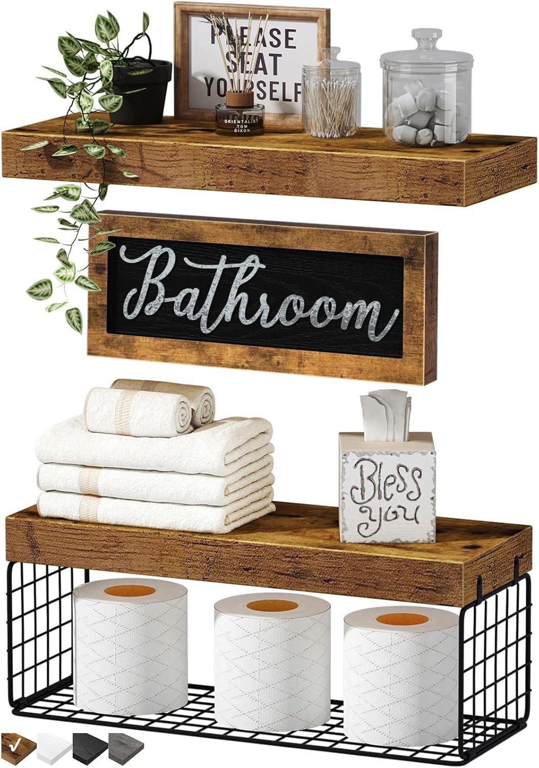 We Review: QEEIG's Rustic Farmhouse Bathroom Shelf Set