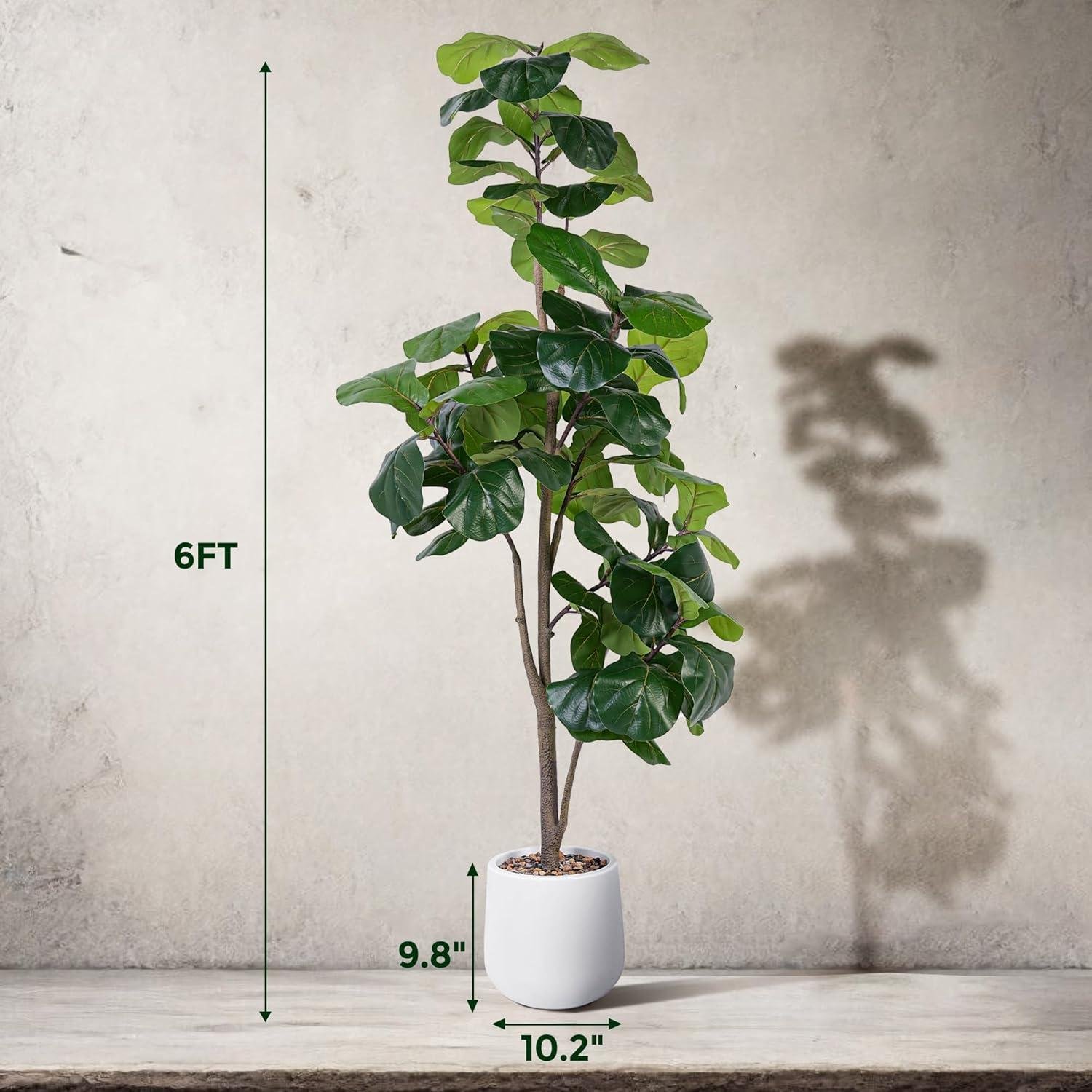 Our Review: Beautiful & Easy 6ft Artificial Fiddle Leaf Tree with Planter