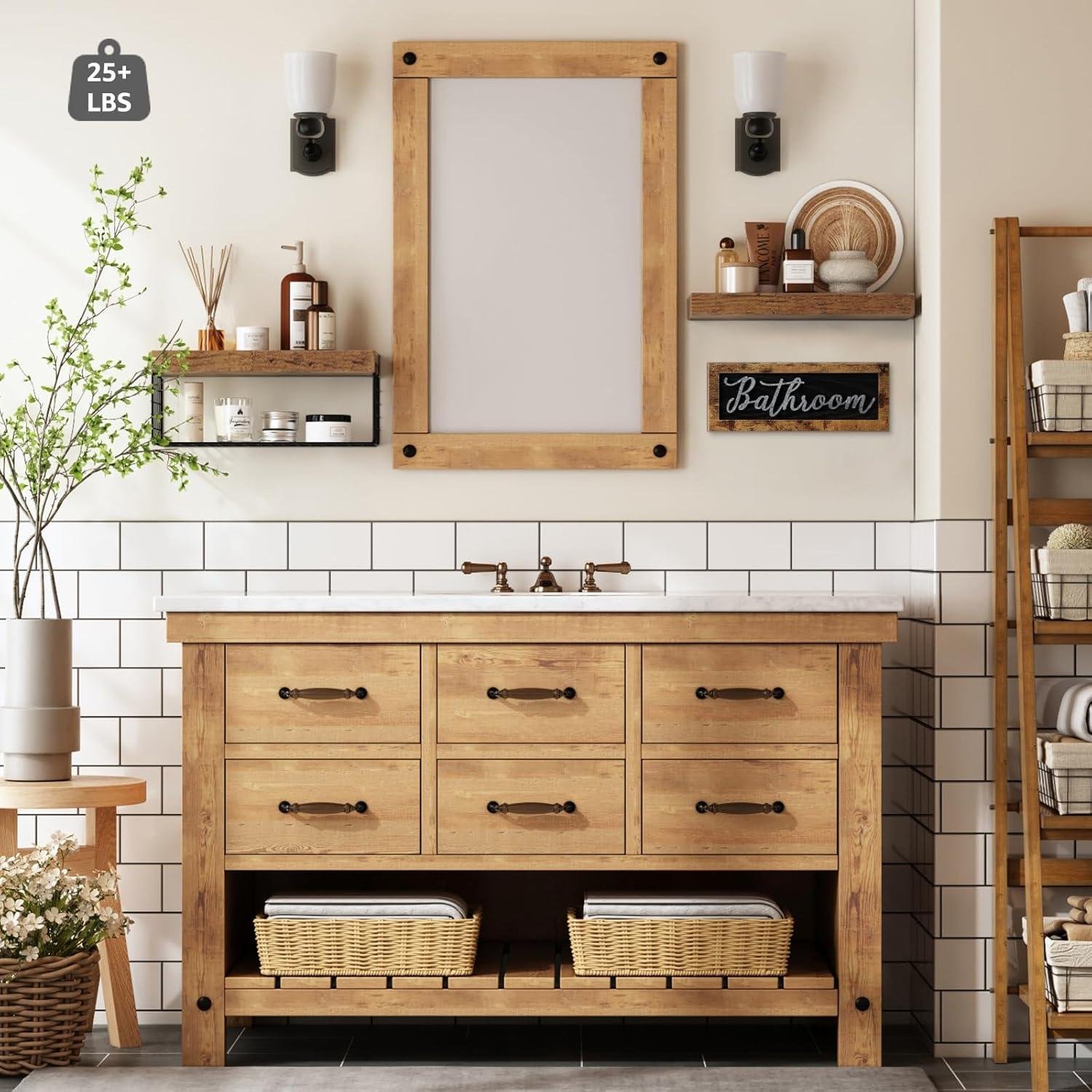 We Review: QEEIG's Rustic Farmhouse Bathroom Shelf Set