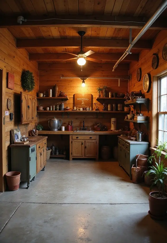 10 Jaw-Dropping Garage Design Interior Makeovers You Can Do This Weekend - 2. Rustic Retreat: Farmhouse Flair