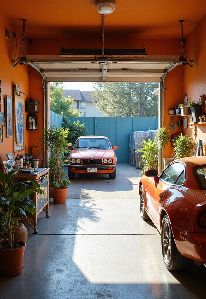 10 Jaw-Dropping Garage Design Interior Makeovers You Can Do This Weekend - 3. Bright and Breezy: A Colorful Oasis