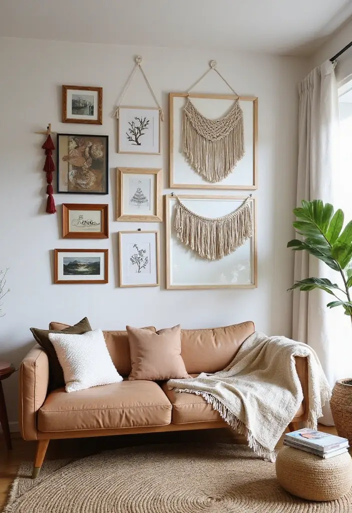 15 Bohemian Living Room Ideas That Transform Your Space Overnight (You Won't Believe #8!) - 5. Artful Wall Hangings